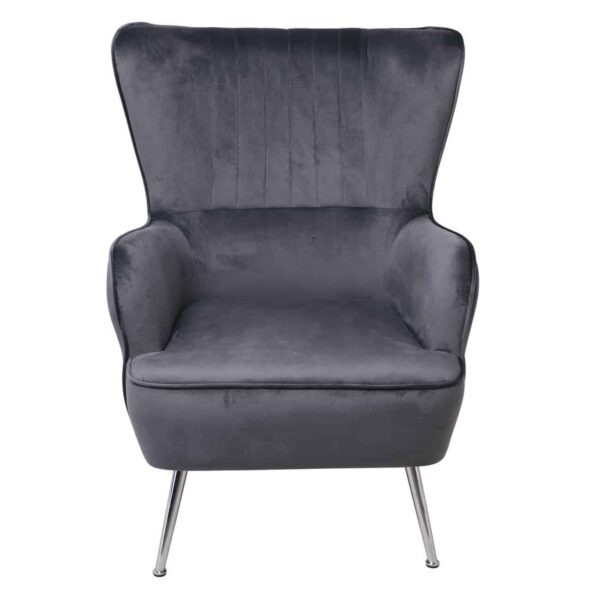 CROMA Πολυθρόνα - Μπερζέρα Σαλονιού - Καθιστικού, Ύφασμα Γκρι Velure 76x80x104cm - Image 15