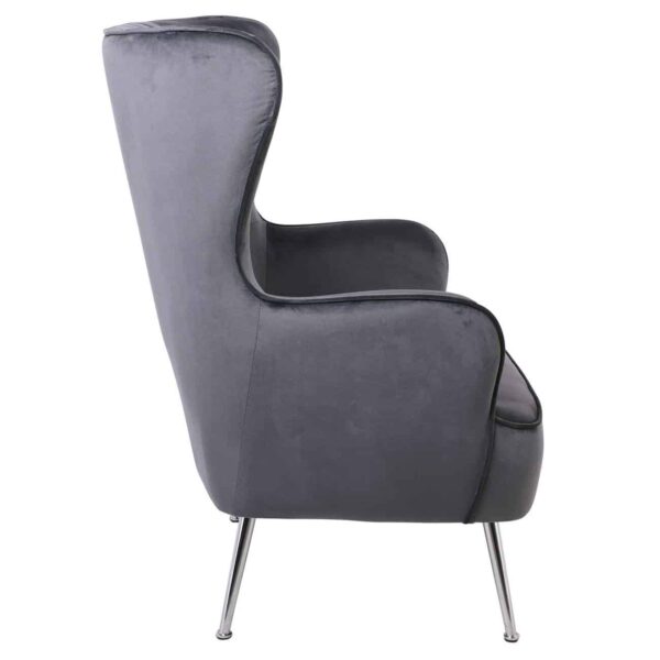CROMA Πολυθρόνα - Μπερζέρα Σαλονιού - Καθιστικού, Ύφασμα Γκρι Velure 76x80x104cm - Image 16