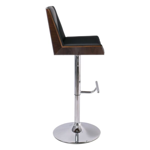 NUMAN Σκαμπό BAR με Πλάτη, Χρώμιο, Καρυδί - ΡU Μαύρο, Ρύθμιση Ύψους, Περιστρεφόμενο 52x50x62/96-83/117cm - Image 16