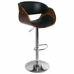 JOY Σκαμπό BAR με Πλάτη, Βάση Χρώμιο, Καρυδί - PU Μαύρο, Ρυθμιζόμενο Ύψος 58x51x62/92-83/113cm - Image 14