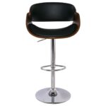 JOY Σκαμπό BAR με Πλάτη, Βάση Χρώμιο, Καρυδί - PU Μαύρο, Ρυθμιζόμενο Ύψος 58x51x62/92-83/113cm - Image 15