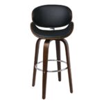 GOMEZ Σκαμπό BAR με Πλάτη, Απόχρωση Καρυδί, PU Μαύρο Περιστρεφόμενο 54x57x76/107cm - Image 15