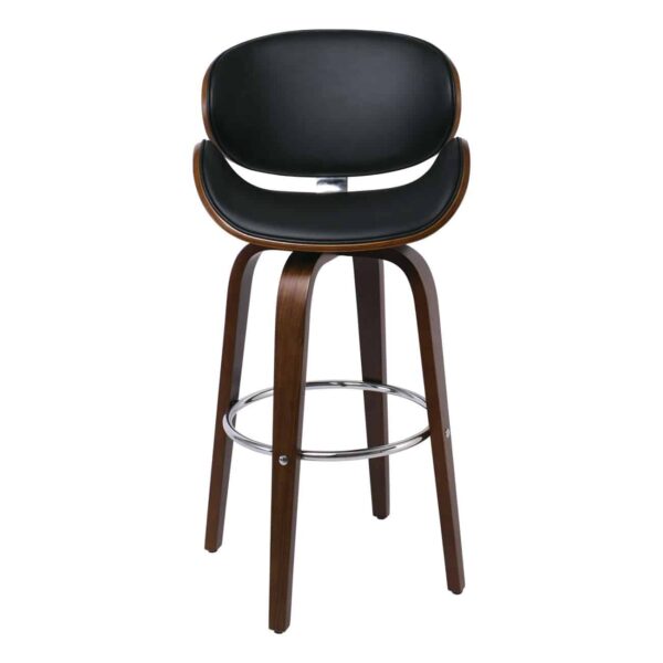 GOMEZ Σκαμπό BAR με Πλάτη, Απόχρωση Καρυδί, PU Μαύρο Περιστρεφόμενο 54x57x76/107cm - Image 15