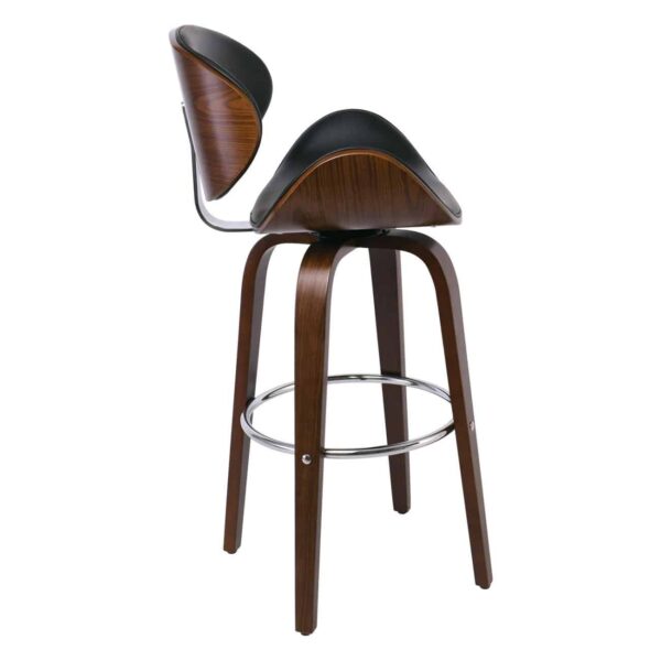 GOMEZ Σκαμπό BAR με Πλάτη, Απόχρωση Καρυδί, PU Μαύρο Περιστρεφόμενο 54x57x76/107cm - Image 16