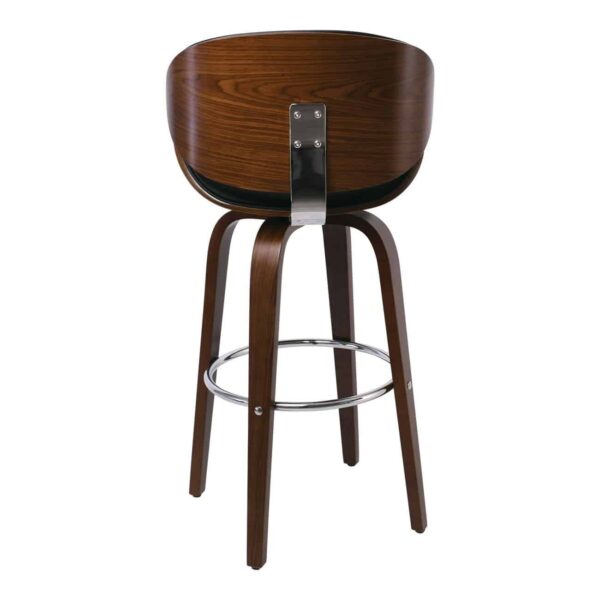 GOMEZ Σκαμπό BAR με Πλάτη, Απόχρωση Καρυδί, PU Μαύρο Περιστρεφόμενο 54x57x76/107cm - Image 17