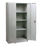 ΝΤΟΥΛΑΠΑ Δίφυλλη, 4 Ράφια, Μέταλλο Βαφή Γκρι 90x40x185cm - Image 9