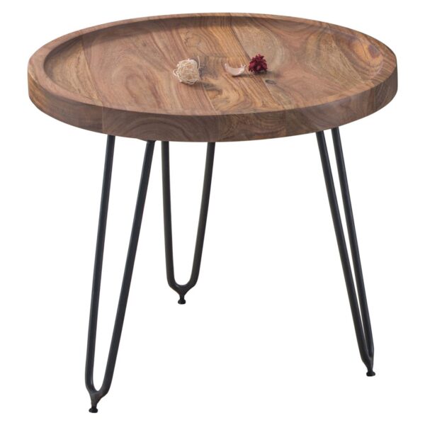 MATRI Τραπεζάκι Σαλονιού Καθιστικού, Μέταλλο Βαφή Μαύρο, Ξύλο Ακακία Φυσικό Φ45xH.40cm - Image 6