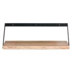 WALL-2  Ράφι Τοίχου Μέταλλο Βαφή Μαύρο, Ξύλο Ακακία Φυσικό 60x25x20cm - Image 9