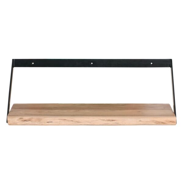 WALL-2  Ράφι Τοίχου Μέταλλο Βαφή Μαύρο, Ξύλο Ακακία Φυσικό 60x25x20cm - Image 9