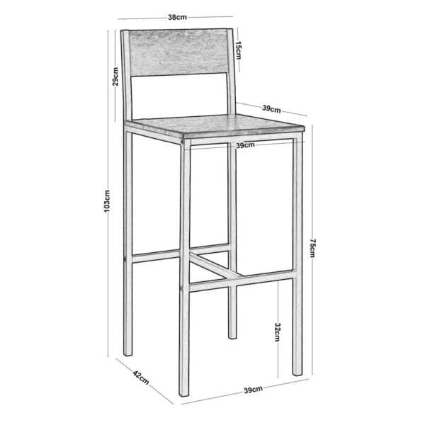 STAB Σκαμπό BAR με Πλάτη, Μέταλλο Βαφή Ανθρακί, Κάθισμα Απόχρωση Antique Brown 39x42x75/103cm - Image 17
