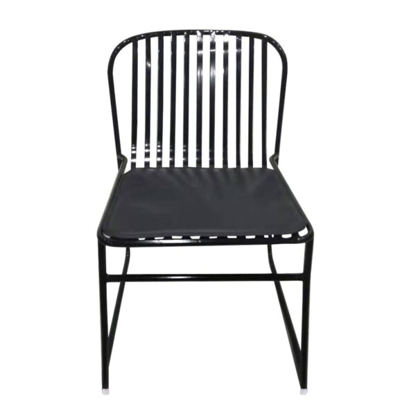 STRIPE Καρέκλα Κήπου Βεράντας, Μέταλλο Βαφή Μαύρο Μαξιλάρι Μαύρο PU 52x59x77cm - Image 15