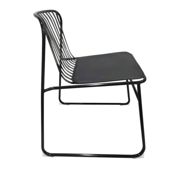 STRIPE Καρέκλα Κήπου Βεράντας, Μέταλλο Βαφή Μαύρο Μαξιλάρι Μαύρο PU 52x59x77cm - Image 16