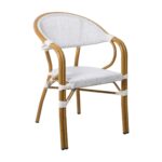 VEGERA Πολυθρόνα Dining Αλουμίνιο Βαφή Φυσικό Textilene Εκρού, Στοιβαζόμενη 57x58x83cm - Image 14