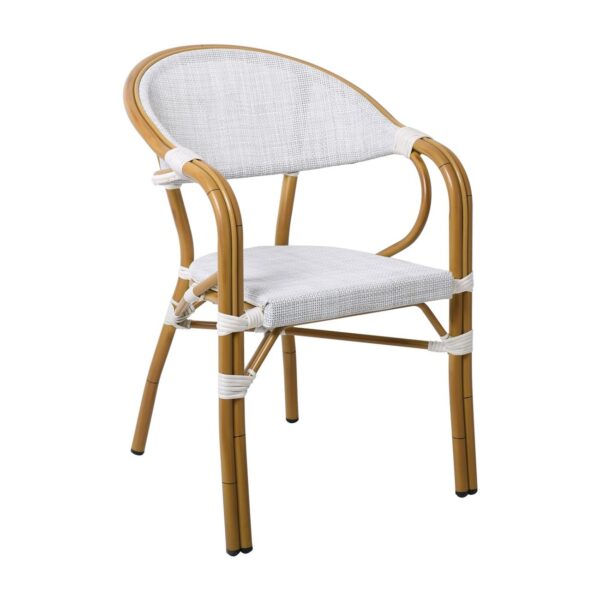 VEGERA Πολυθρόνα Dining Αλουμίνιο Βαφή Φυσικό Textilene Εκρού, Στοιβαζόμενη 57x58x83cm - Image 14