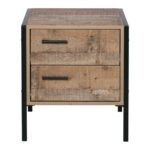 PALLET-W Κομοδίνο με 2 Συρτάρια Μέταλλο Βαφή Μαύρο - Antique Oak 44x40x50cm - Image 9