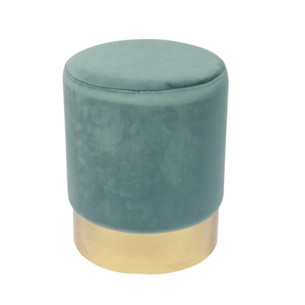 SOL Σκαμπό Βοηθητικό, Χρώμιο Χρυσό, Ύφασμα Velure Απόχρωση Βεραμάν Φ37x44cm - Image 6