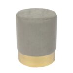 SOL Σκαμπό Βοηθητικό, Χρώμιο Χρυσό, Ύφασμα Velure Απόχρωση Γκρι Φ37x44cm - Image 6