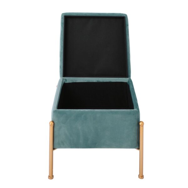 RAY Αποθηκευτικό Σκαμπό, Μέταλλο Βαφή Χρυσό, Ύφασμα Velure, Απόχρωση Βεραμάν 40x40x37cm - Image 9