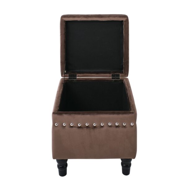 LOKO Σκαμπό Αποθηκευτικό Βοηθητικό, Ύφασμα Velure Απόχρωση Καφέ 37x37x40cm - Image 12