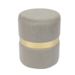 TOMMY Σκαμπό Βοηθητικό, Χρώμιο Χρυσό, Ύφασμα Velure Απόχρωση Γκρι Φ35cm Η.43cm - Image 6