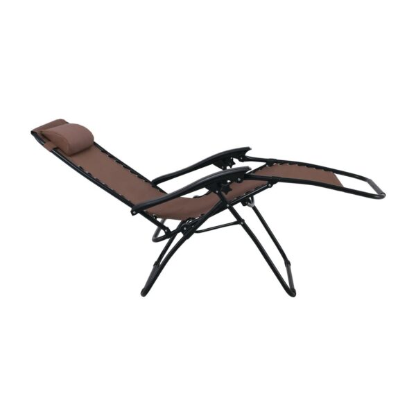 SUPER RELAX Πολυθρόνα με Υποπόδιο, Μέταλλο Βαφή Μαύρο, Textilene Καφέ 165x65x112cm - Image 18
