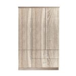 CLOSET Ντουλάπα Τετράφυλλη, 5 Ράφια, 2 Συρτάρια, Θέσεις για Κρεμάστρες, Απόχρωση Sonoma 120x50x180cm - Image 6