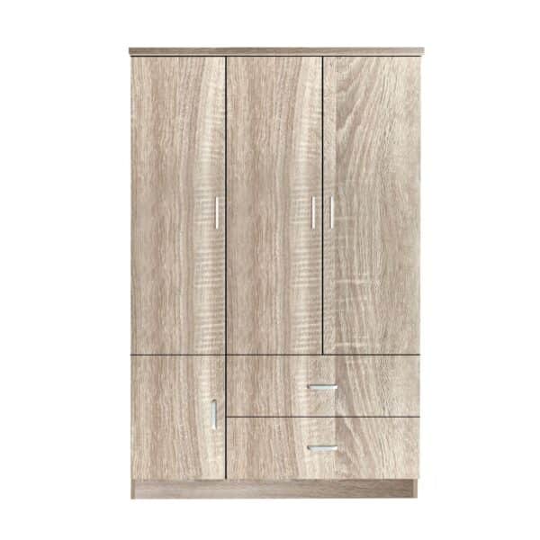 CLOSET Ντουλάπα Τετράφυλλη, 5 Ράφια, 2 Συρτάρια, Θέσεις για Κρεμάστρες, Απόχρωση Sonoma 120x50x180cm - Image 6
