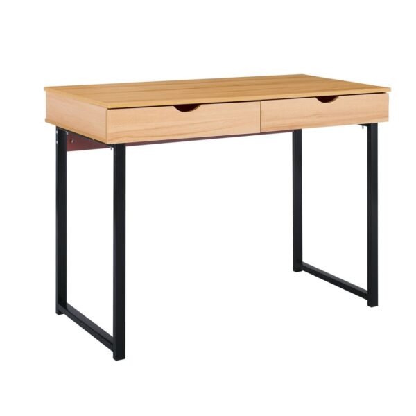 ΓΡΑΦΕΙΟ με 2 Συρτάρια Μέταλλο Βαφή Μαύρο - Φυσικό 100x48x75cm - Image 6