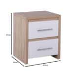 KENNEL Κομοδίνο 2 Συρτάρια, Απόχρωση Sonoma Άσπρο 47x39x57cm - Image 10