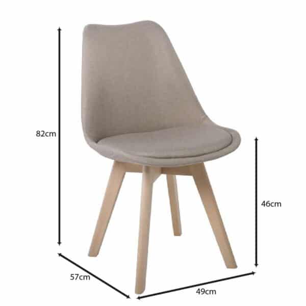 MARTIN Καρέκλα Οξιά Φυσικό, Ύφασμα Μπεζ, Μονταρισμένη Ταπετσαρία 49x57x82cm - Image 16