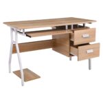 UNIT Γραφείο Η/Υ Μέταλλο Βαφή Άσπρο, Melamine Απόχρωση Sonoma 120x60x73cm - Image 9