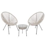 ACAPULCO Set Κήπου - Βεράντας: Τραπέζι + 2 Πολυθρόνες Μέταλλο Μαύρο / Rattan Άσπρο Τραπ:Φ50x50cm - Πολ:73x76x89cm - Image 8