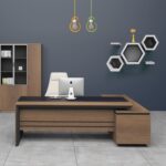 PROLINE Γραφείο Αριστερή Γωνία Απόχρωση Καρυδί Δρυς - Μαύρο 200x85/180x40 H.75/63cm - Image 6