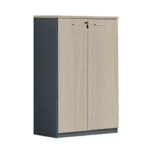 PROGRESS Ντουλάπι Γραφείου Δίφυλλο, 3 Ράφια, Απόχρωση Elm - Sky Grey 80x40x120cm - Image 6