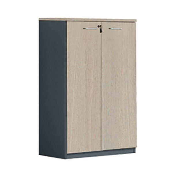 PROGRESS Ντουλάπι Γραφείου Δίφυλλο, 3 Ράφια, Απόχρωση Elm - Sky Grey 80x40x120cm - Image 6