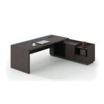 ADVANCE Γραφείο Δεξιά Γωνία Σκούρο Καρυδί - Sky Grey 180x80/160x40 (H.75)cm - Image 8