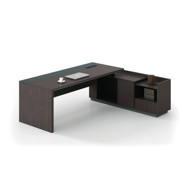 ADVANCE Γραφείο Δεξιά Γωνία Σκούρο Καρυδί - Sky Grey 180x80/160x40 (H.75)cm - Image 8