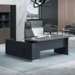 ADVANCE Γραφείο Δεξιά Γωνία Σκούρο Καρυδί - Sky Grey 180x80/160x40 (H.75)cm - Image 9