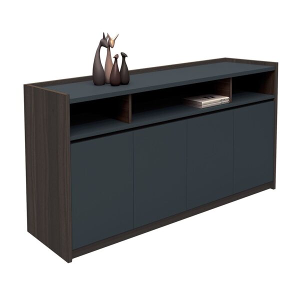 ADVANCE Ντουλάπι Γραφείου, 3 Ράφια, 2 Ντουλάπια Δίφυλλα με 4 Ράφια, Σκ.Καρυδί-Sky Grey 169x40x80cm - Image 8