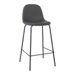 CELINA Σκαμπό BAR με Πλάτη, Κάθισμα H.67cm, Μέταλλο Βαφή Μαύρο, Pvc Γκρι 47x48x67/95cm - Image 14