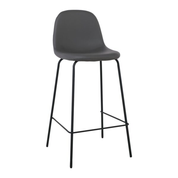 CELINA Σκαμπό BAR με Πλάτη, Κάθισμα H.67cm, Μέταλλο Βαφή Μαύρο, Pvc Γκρι 47x48x67/95cm - Image 14