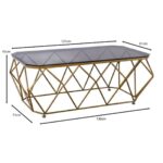 ACTON Τραπεζάκι Σαλονιού Καθιστικού, Μέταλλο Βαφή Χρυσό Γυαλί Tea Colour Tempered 136x71x45cm (Top 121x61cm) - Image 9