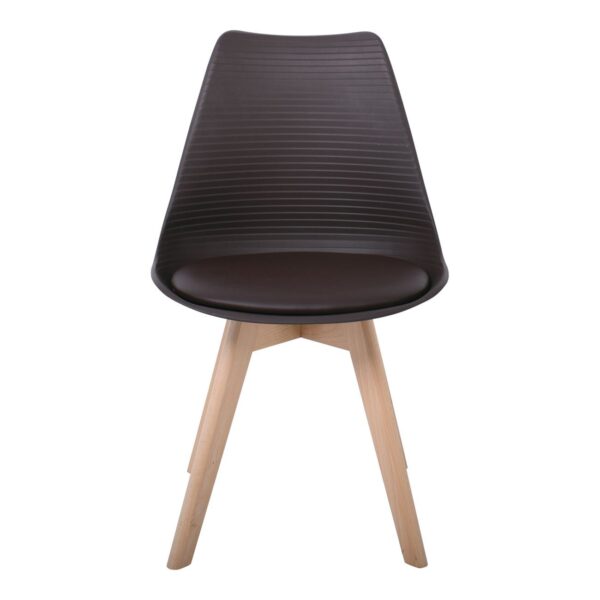 MARTIN STRIPE Καρέκλα Ξύλινο Πόδι, PP Καφέ 49x56x82cm - Image 15