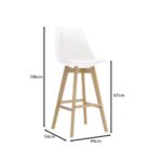 MARTIN Σκαμπό BAR Οξιά Φυσικό, Κάθισμα Η.67cm, PP-Pu Άσπρο, Μονταρισμένη Ταπετσαρία 49x54x67/106cm - Image 7