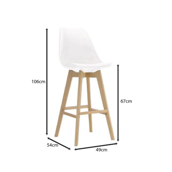 MARTIN Σκαμπό BAR Οξιά Φυσικό, Κάθισμα Η.67cm, PP-Pu Άσπρο, Μονταρισμένη Ταπετσαρία 49x54x67/106cm - Image 7