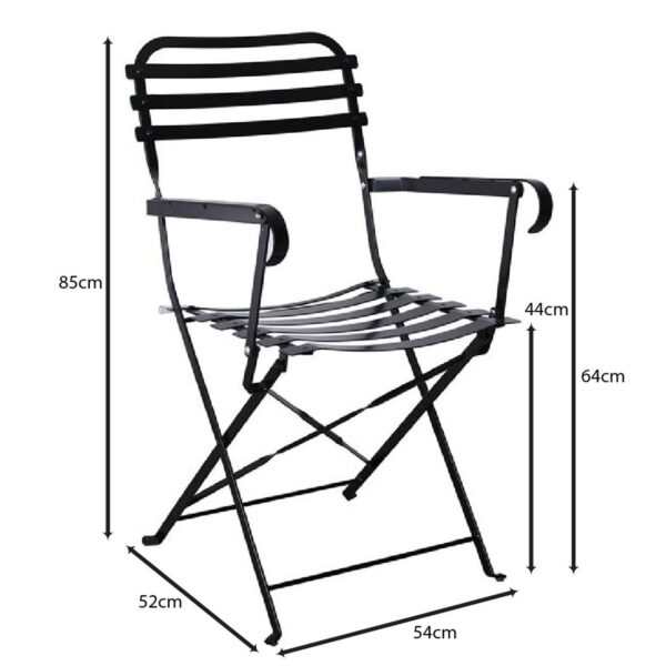 ΖΑΠΠΕΙΟΥ Πολυθρόνα Κήπου - Βεράντας, Πτυσσόμενη, Μέταλλο Βαφή Μαύρο 54x52x85cm - Image 9