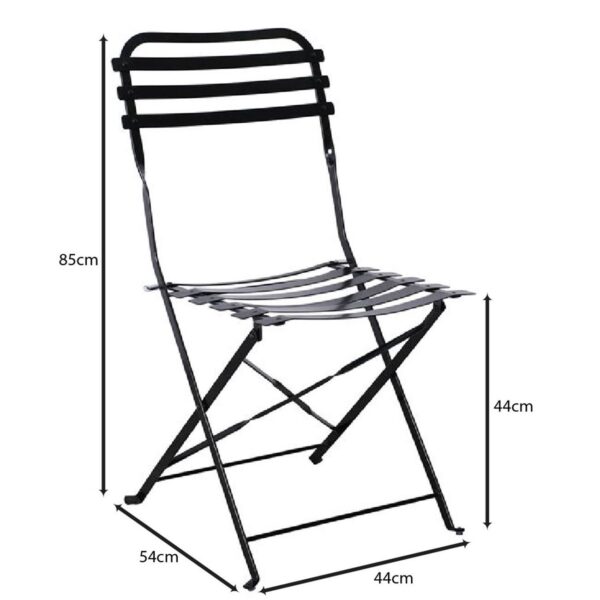 ΖΑΠΠΕΙΟΥ Καρέκλα Κήπου - Βεράντας, Πτυσσόμενη, Μέταλλο Βαφή Μαύρο 44x54x85cm - Image 9