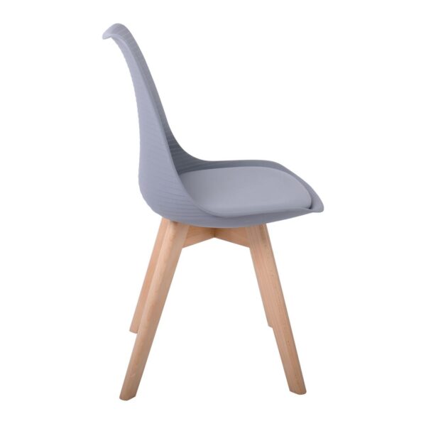 MARTIN STRIPE Καρέκλα Οξιά Φυσικό, PP Γκρι Μονταρισμένη Ταπετσαρία Pu 49x56x82cm - Image 4