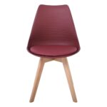 MARTIN STRIPE Καρέκλα Ξύλινο Πόδι, PP Μπορντώ 49x56x82cm - Image 15
