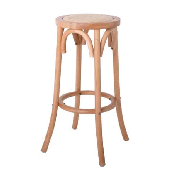 VIENNA Σκαμπό BAR, Ξύλο Οξιά Απόχρωση Φυσικό, Κάθισμα Ψάθα 36x36x71cm - Image 6